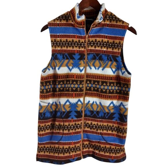Denim & Co Aztec Fleece Vest S | Western Y2K Cabincore Rodeo | Horse Girl Layer - Picture 2 of 8